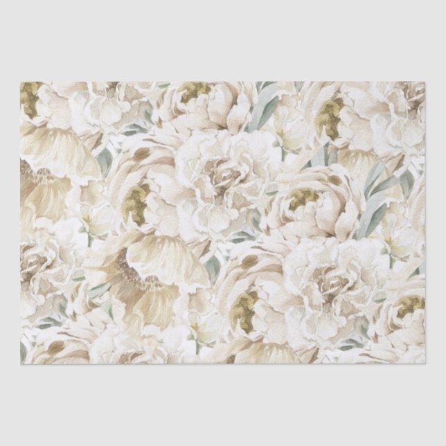 Minimalistisch Modernes Weißes Peonie-Gebirge Seidenpapier (Vorderseite)