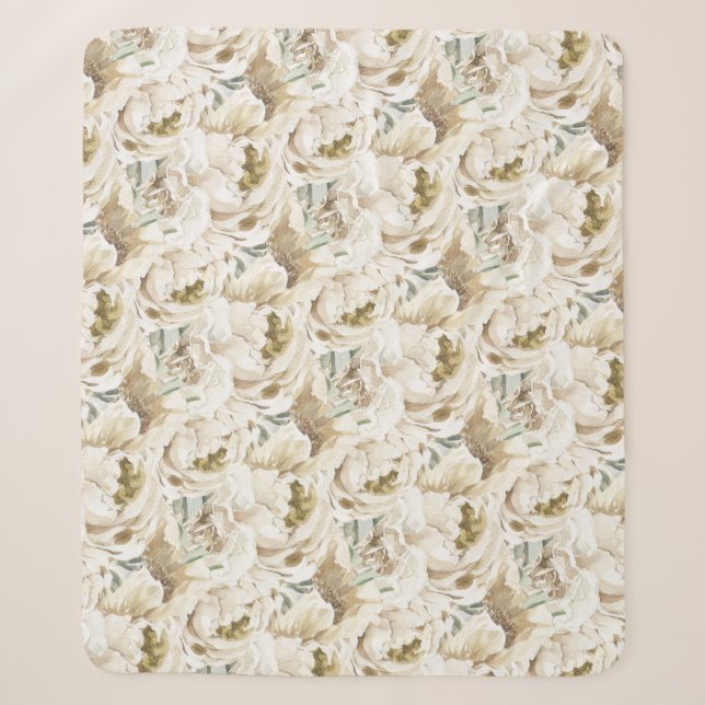 Minimalistisch Modernes Weißes Peonie-Gebirge Sherpadecke (Vorderseite)