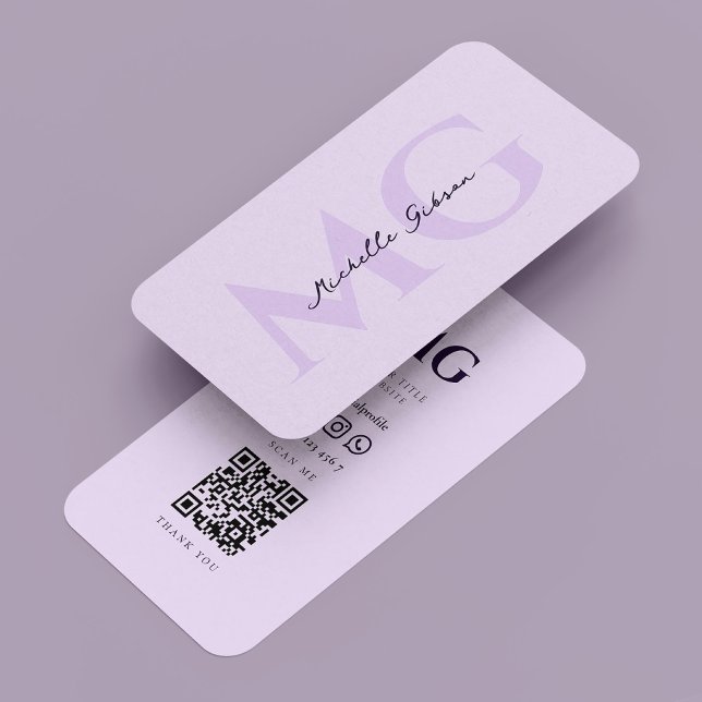 Minimalistisch Monogram Lila Moderne Ästhetik Visitenkarte (Minimalist Monogram Purple Modern Aesthetic Business Card
)
