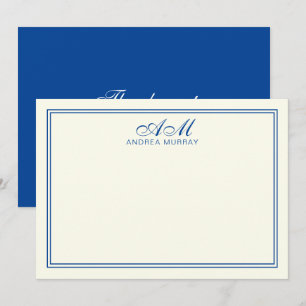 Minimalistisch Monogram Two Border Navy Blue Viele Mitteilungskarte