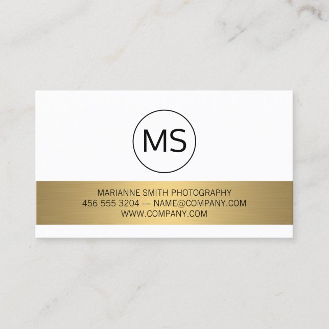 Minimalistisch / Monogramm / Gold Bar metallisch Visitenkarte (Vorderseite)