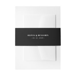 Minimalistisch Morden Black Personalisiert Wedding Einladungsbanderole
