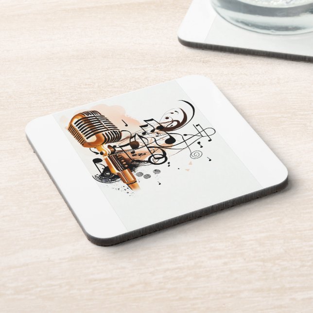 Minimalistisch Music Vibes - Black&White Pencil Sk Getränkeuntersetzer (Linke Seite)