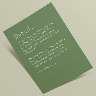Minimalistisch Mute Green Wedding Begleitkarte