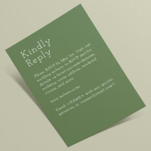 Minimalistisch Mute Green Wedding RSVP Karte