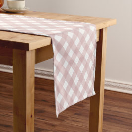 Minimalistisch Mute Pink Shade Gingham Kariertes M Kurzer Tischläufer