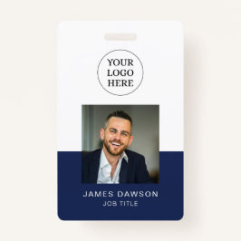 Minimalistisch Navy Beruflich Employee Foto QR ID Ausweis