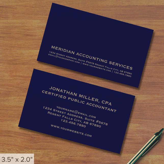 Minimalistisch Navy Blue Accounting Business Card Visitenkarte (Von Creator hochgeladen)