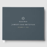 Minimalistisch Navy Blue Bar Mitzvah Gästebuch<br><div class="desc">Dieses minimalistische und schicke Bar Mitzvah Gästebuch bietet einen dunkelblauen und marineblau Hintergrund mit dem Stern von David in Weiß. Personalisieren Sie es für Ihre Bedürfnisse. In meinem Geschäft finden Sie passende Produkte.</div>