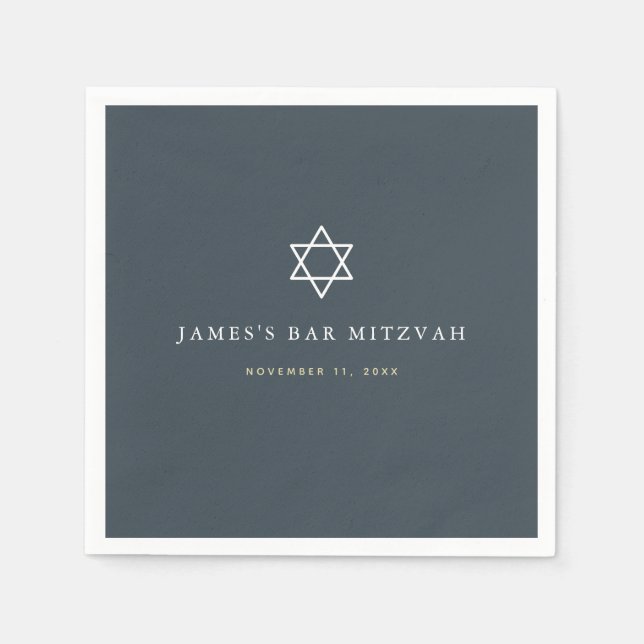 Minimalistisch Navy Blue Bar Mitzvah Serviette (Vorderseite)