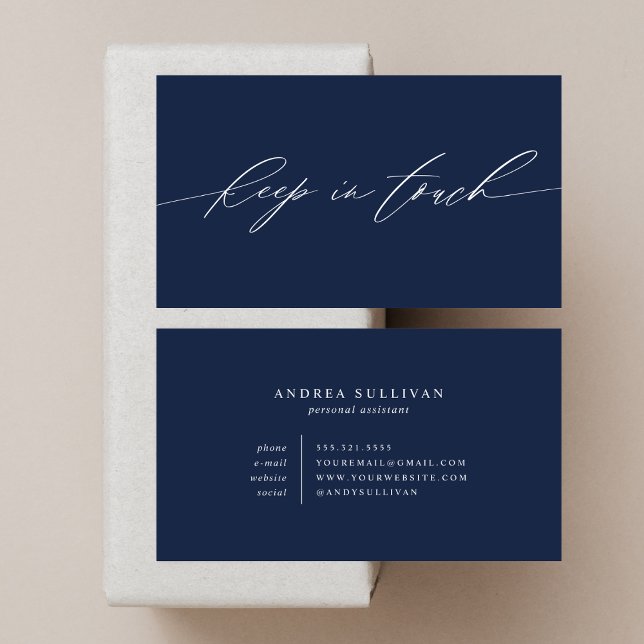 Minimalistisch Navy Blue Behalten in Touch Kontakt Visitenkarte (Von Creator hochgeladen)