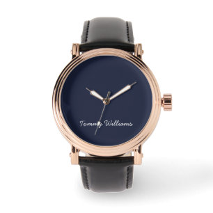Minimalistisch Navy Blue Beruflich Simple Armbanduhr