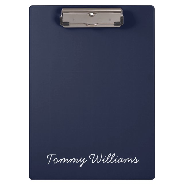 Minimalistisch Navy Blue Beruflich Simple Klemmbrett (Vorderseite)