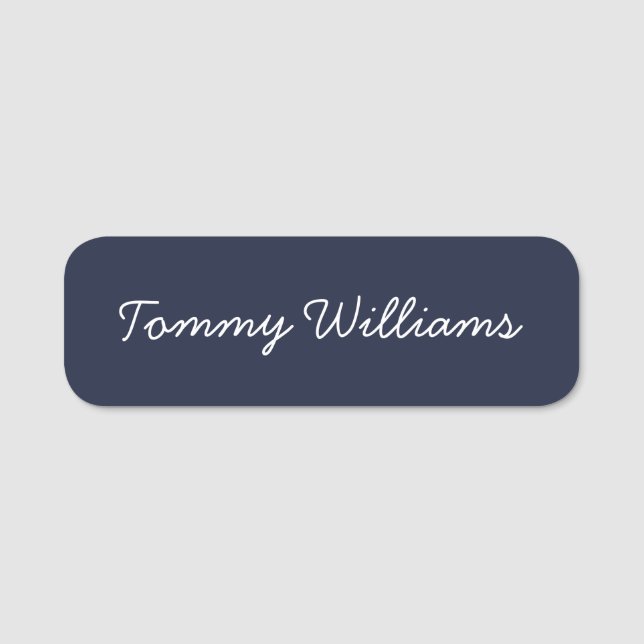 Minimalistisch Navy Blue Beruflich Simple Namensschild (Vorderseite)