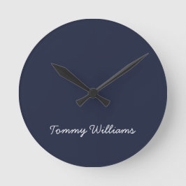Minimalistisch Navy Blue Beruflich Simple Runde Wanduhr