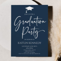 Minimalistisch Navy Blue Elegant Graduation Party