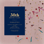 Minimalistisch Navy Blue Gold 30. Geburtstag Einladung<br><div class="desc">Minimalistisch Navy Blue Gold 30. Geburtstag. Vollständig anpassbar. Personalisieren Sie den Text einfach und ändern Sie Schriftart- und Hintergrundfarben,  wenn Sie es wünschen.</div>