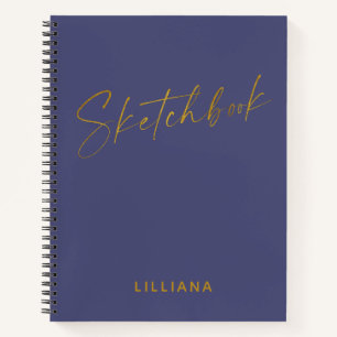 Minimalistisch Navy Blue Gold Personalisiertes Ske Notizbuch
