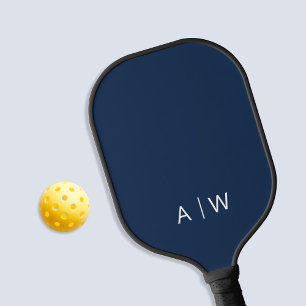 Minimalistisch Navy Blue Modern Monogram Pickleball Schläger