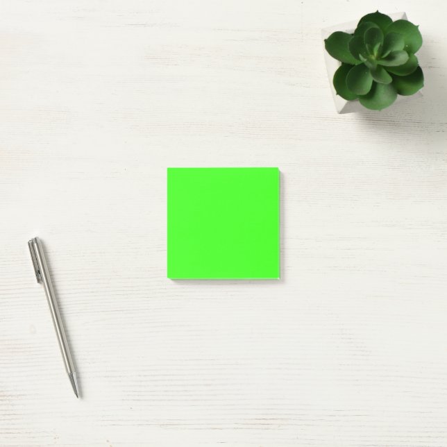 Minimalistisch Neon Green Schlicht Solid Farbe Post-it Klebezettel (Büro)