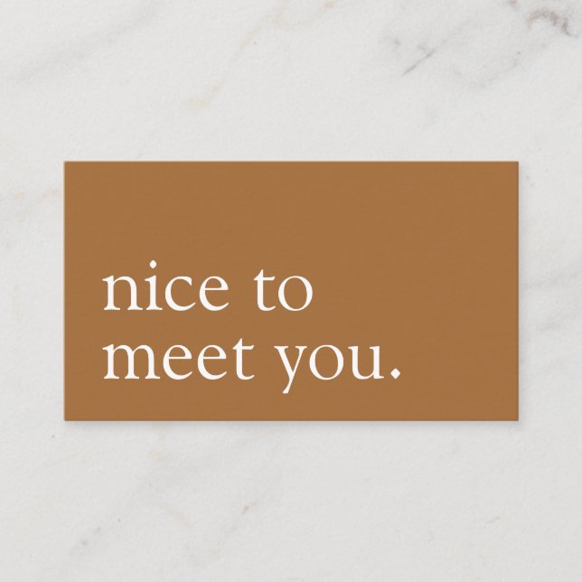 Minimalistisch nett, Sie zu treffen, Brown Beige Visitenkarte (Vorderseite)