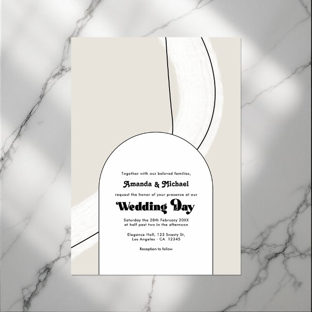 Minimalistisch neutrale geometrische Hochzeit Einladung (Minimalist Neutral Geometric Modern Boho Wedding Invitation)