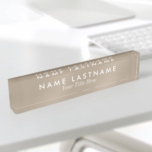 Minimalistisch neutrale Tan Beige Moderne Elegant Namensplakette