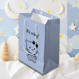 Minimalistisch Niedliche blaue Kitty Mittlere Geschenktüte