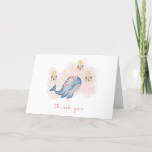 Minimalistisch Ocean Sweet Whale Floral Baby Dusch Dankeskarte