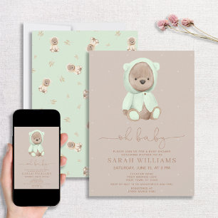 Minimalistisch Oh Baby-Baby-Baby-Bear-Babydusche Einladung