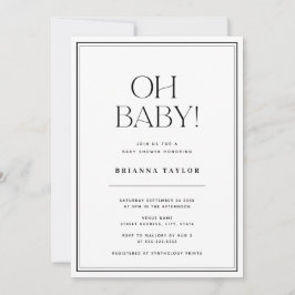 Minimalistisch Oh Baby Black & White Baby Dusche Einladung