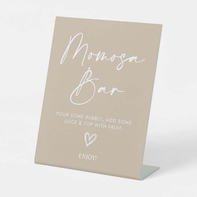 Minimalistisch Oh Baby Dusche Beige Momosa Bar Zei Sockelschild (Vorderseite)