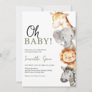 Minimalistisch Oh Baby Safari Baby Dusche Einladung