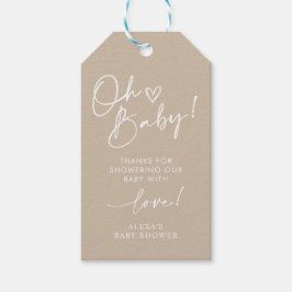 Minimalistisch Oh Babydusche Beige neutraler Gefal Geschenkanhänger