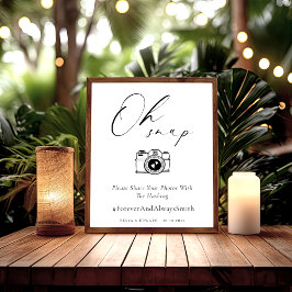 Minimalistisch Oh Snap Wedding Hashtag Sign Poster