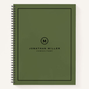 Minimalistisch-Olive-Green-Monogramm Notizbuch