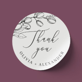 Minimalistisch Olive Vielen Dank | Elegant Wedding Runder Aufkleber