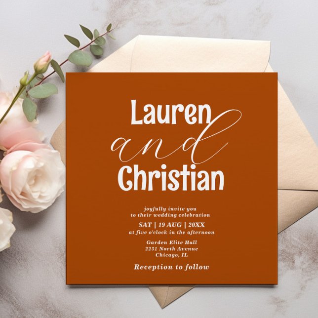 Minimalistisch Orange Burnt Scripture Wedding (Von Creator hochgeladen)