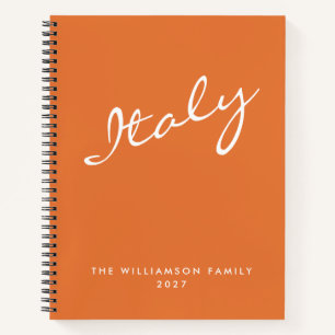 Minimalistisch Orange Script Personalisiert Travel Notizbuch