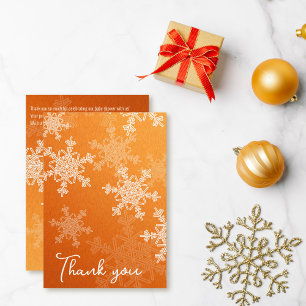 Minimalistisch Orange Snowflakes Babydusche Danke