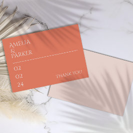 Minimalistisch Orange Wedding Dankeschön Card Dankeskarte