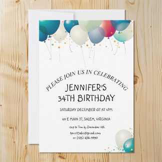 Minimalistisch Pastel Balloons Geburtstagsparty Einladung