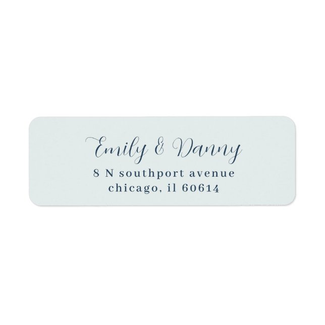 Minimalistisch Pastel Blue Elegant Hochzeitsadress (Vorne)