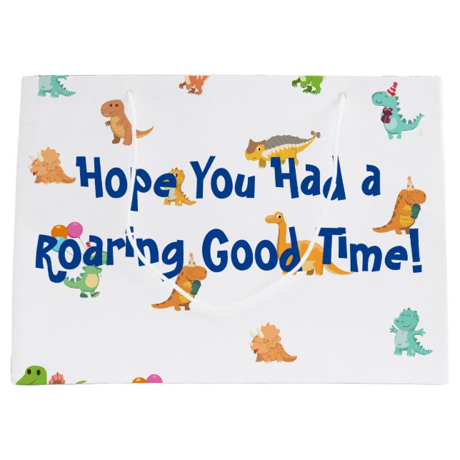 Minimalistisch Pastel Dinosaur Gastgeschenk Tasche Große Geschenktüte (Vorderseite)