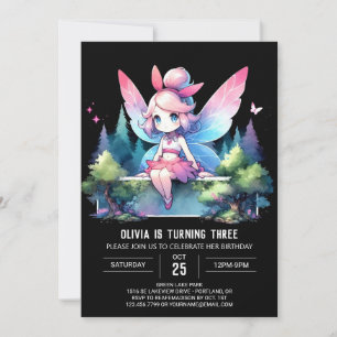 Minimalistisch Pastel Fairy Birthday Einladung