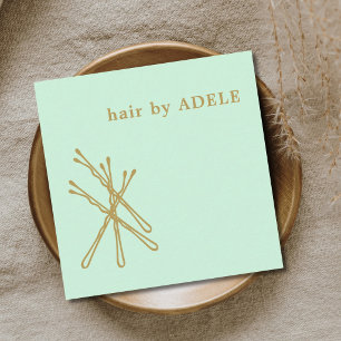 Minimalistisch Pastel Green Gold Bobby Buttons Hai Quadratische Visitenkarte