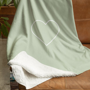 Minimalistisch Pastel Green Heart   Modern Sherpadecke