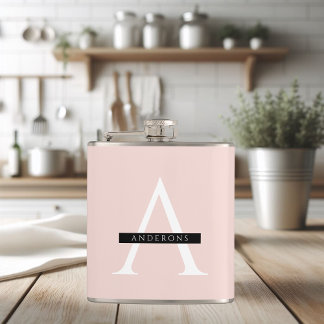 Minimalistisch Pastellrosa Personalisierter Name Flachmann
