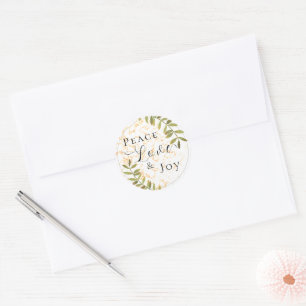 Minimalistisch Peace Liebe Joy White Runder Aufkleber
