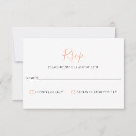 Minimalistisch Peach Bellini Wedding RSVP Card Karte